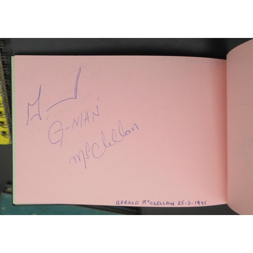 848 - Two Autograph books and a notebook filled with Boxers signatures to inc. Nigel Benn, Carlos Ortiz, P... 