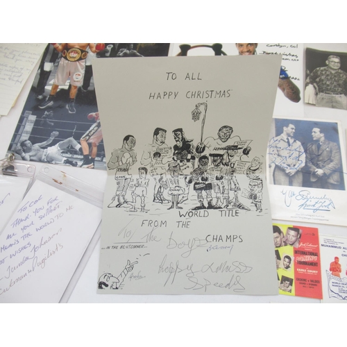 849 - Collection of Boxing related letters, signatures, signed photos, tickets, etc. to inc. an Official a... 