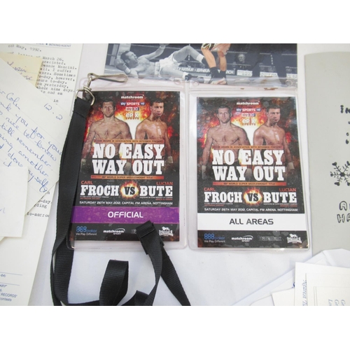 849 - Collection of Boxing related letters, signatures, signed photos, tickets, etc. to inc. an Official a... 