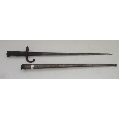 1417 - French model 1874 gras sword without engraving and date to blade, with original  sheath, blade L52cm