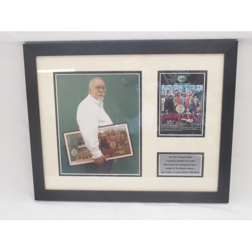 692 - Framed Sir Peter Thomas Blake signed Sgt.Pepers Lonely Hearts Club Band Cover montage, COA from A Si... 