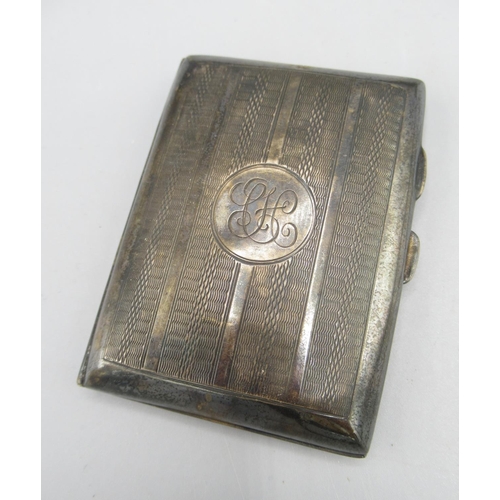 56 - Hallmarked Sterling silver cigarette case, with initials CH engraved to front, and gilded interior, ... 