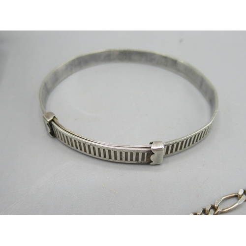 58 - Hallmarked Sterling silver child's bangle, and a hallmarked silver pendant on chain, 0.67ozt