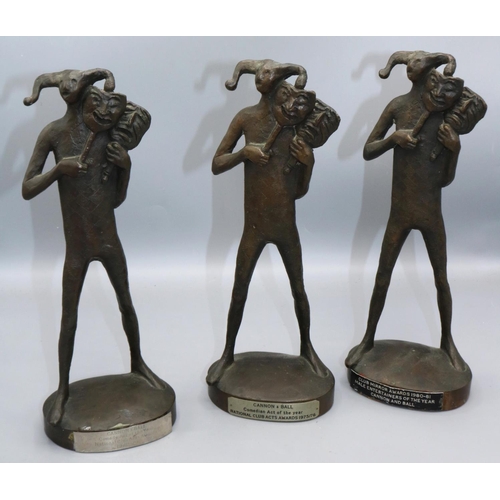 777 - Tommy Cannon Collection: three National Club Act Awards bronze resin statuette trophies modelled as ... 