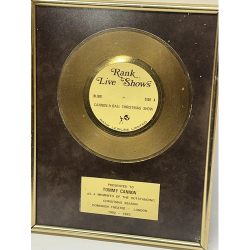 780 - Tommy Cannon Collection: two framed presentation discs - 'Presented to Cannon and Ball by SRT Record... 