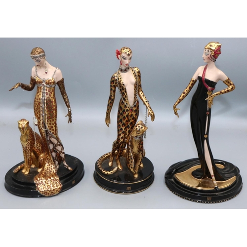 789 - Tommy Cannon Collection: Franklin Mint House of Erte Art Deco style limited edition figures 'Leopard... 