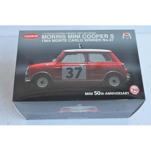 352 - Kyosho 1/18 scale highly detailed diecast Morris Mini Cooper S 1964 Monte Carlo Winner No37 (item no... 