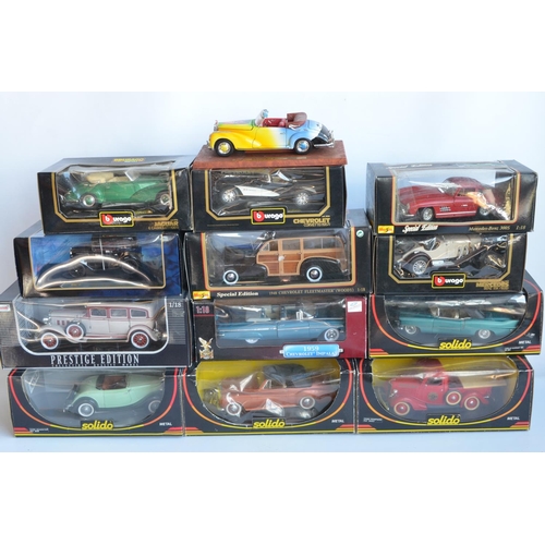 359 - Collection of 1/18 scale diecast model vehicles from Solido Prestige Collection, Burago, Ricko, Yat ... 