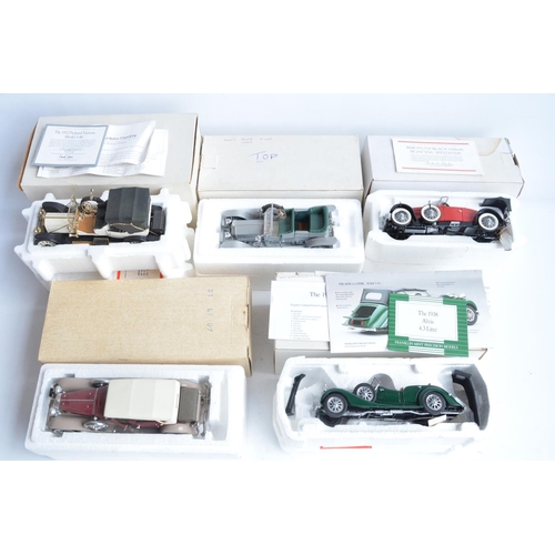 361 - Five boxed 1/24th scale diecast car models from Franklin Mint to include a 1912 Packard Victoria Mod... 