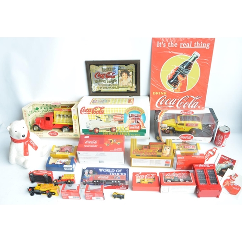 369 - Collection of Coca-Cola related models and items to include large scale Matchbox 1940 delivery van, ... 