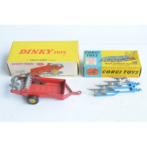 377 - Collection of vintage Corgi and Dinky tractor and farm models to include boxed Corgi Toys 60 Fordson... 