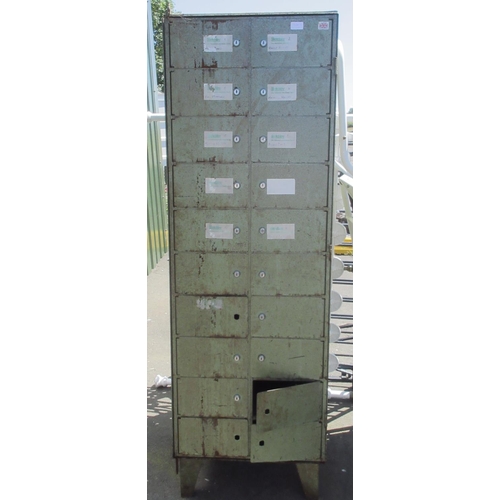 1324 - Large steel locker cabinet and a single-compartment steel cabinet, with significant signs of age-rel... 