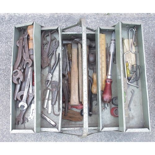 1325 - Two vintage metal tool boxes, each with an assortment of tools