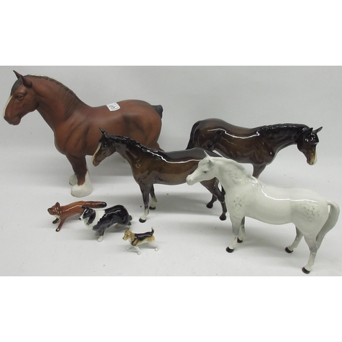 149 - Collection of animal figures, comprising Beswick Arab Stallion 1771, Beswick Burnham Beauty, Beswick... 