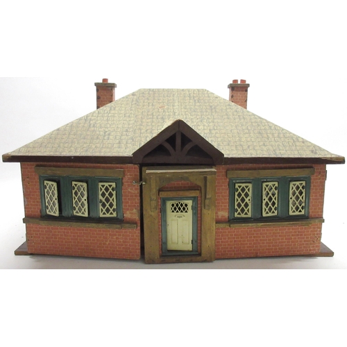 277 - 1930s bungalow dolls house, opens from front and back, furnished