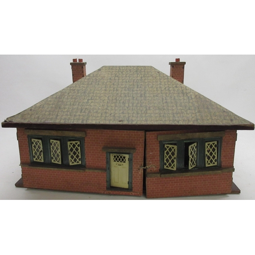 277 - 1930s bungalow dolls house, opens from front and back, furnished