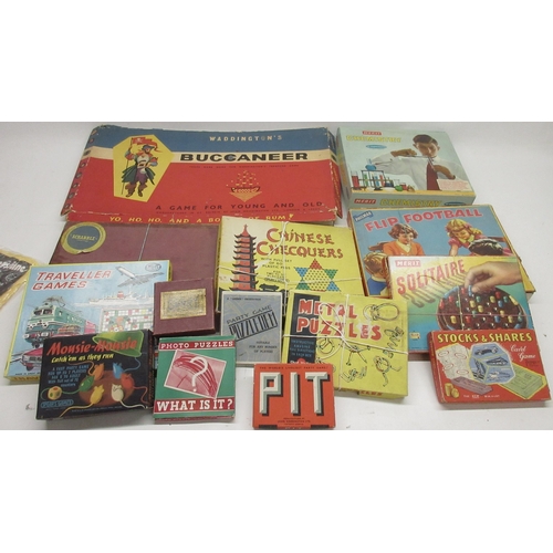 583 - Waddington's Buccaneer board game; Merit Solitare; Merit Chemistry Set; Philmar Flip Football and ot... 