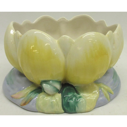 760 - Clarice Cliff for Newport Pottery, a Water Lily bowl, relief moulded, H12cm