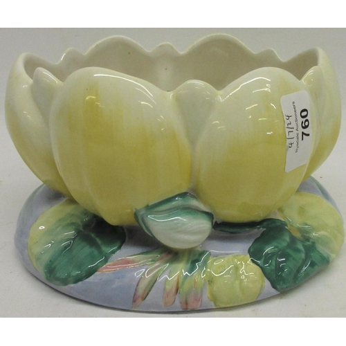 760 - Clarice Cliff for Newport Pottery, a Water Lily bowl, relief moulded, H12cm