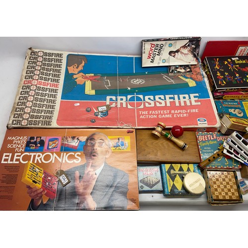 1061 - Large collection of vintage toys incl, boxed crossfire action game, chess sets, travel and card game... 