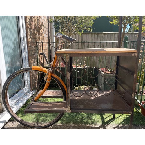 1183 - Shane Lynch collection - Vintage Bicycle bar counter complete with wine/ bottle rack, counter tops a... 