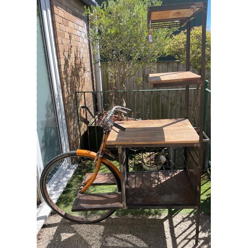 1183 - Shane Lynch collection - Vintage Bicycle bar counter complete with wine/ bottle rack, counter tops a... 