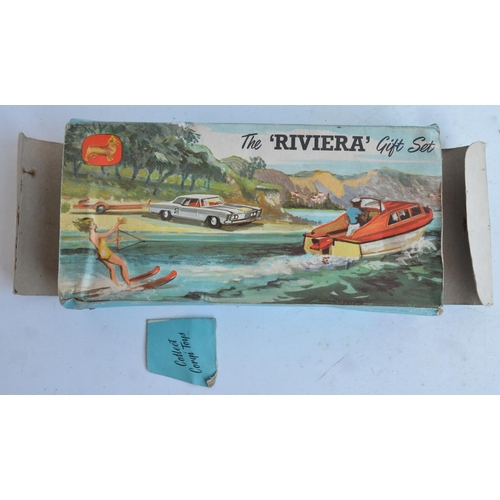 383 - Vintage boxed Corgi Toys Riviera gift set No 31 with Buick car, Dolphin cruiser, trailer etc., model... 