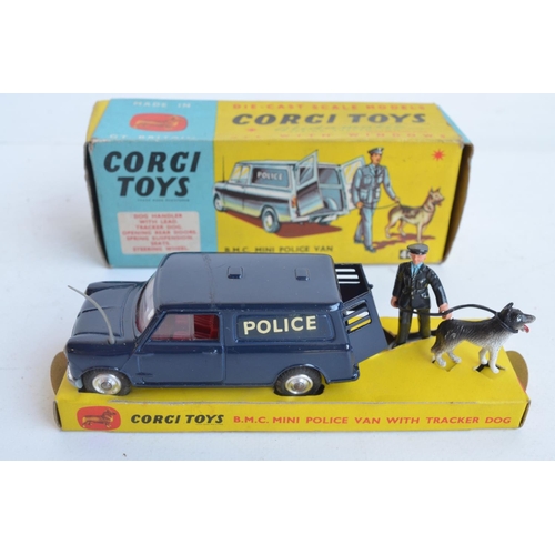 386 - Vintage boxed Corgi Toys 448 BMC Mini Police van with tracker dog (model in excellent condition, ple... 