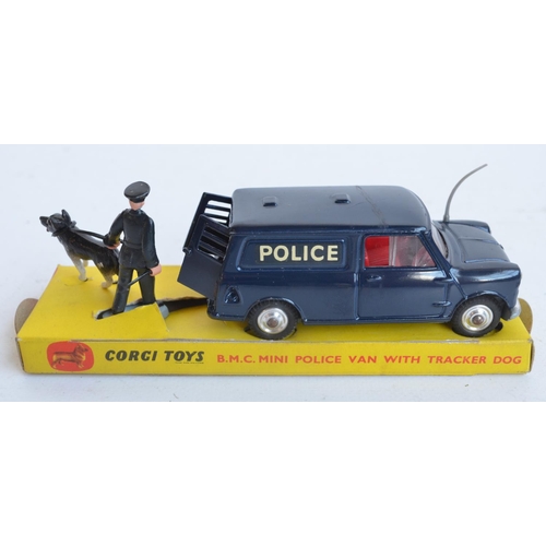 386 - Vintage boxed Corgi Toys 448 BMC Mini Police van with tracker dog (model in excellent condition, ple... 