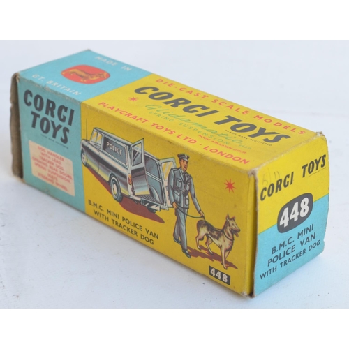 386 - Vintage boxed Corgi Toys 448 BMC Mini Police van with tracker dog (model in excellent condition, ple... 