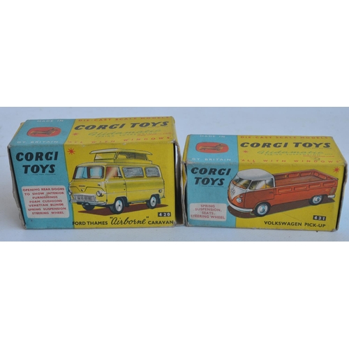 388 - Two vintage boxed Corgi diecast vehicle models to include 420 Ford Thames Airborne caravan (good con... 