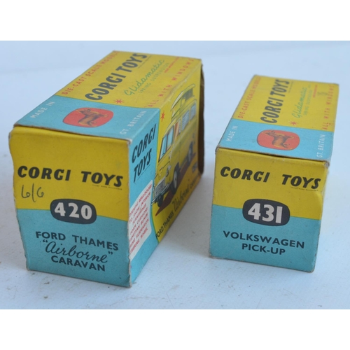 388 - Two vintage boxed Corgi diecast vehicle models to include 420 Ford Thames Airborne caravan (good con... 