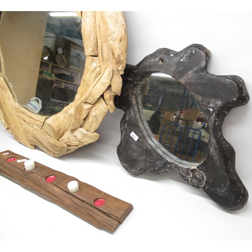 1198 - Shane Lynch collection - Two mirrors both with wooden frames, two decorative wine glasses (60cm) cry... 