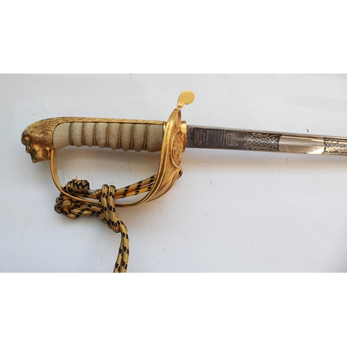 1547 - Elizabeth II Wilkinson Sword Naval Officer's dress sword, in very good condition with original scabb... 