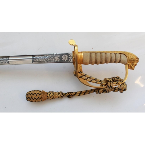 1547 - Elizabeth II Wilkinson Sword Naval Officer's dress sword, in very good condition with original scabb... 