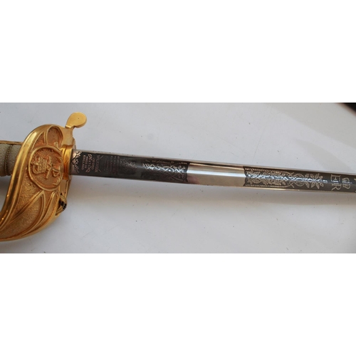 1547 - Elizabeth II Wilkinson Sword Naval Officer's dress sword, in very good condition with original scabb... 