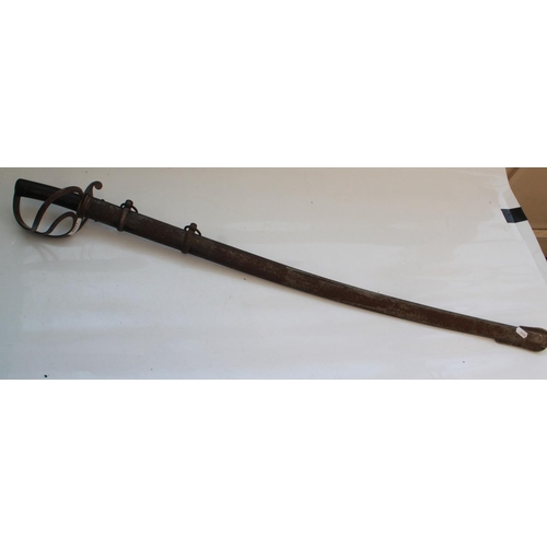 1548 - 1853 pattern British Cavalry Trooper's sabre with age-related wear, complete with original scabbard.... 