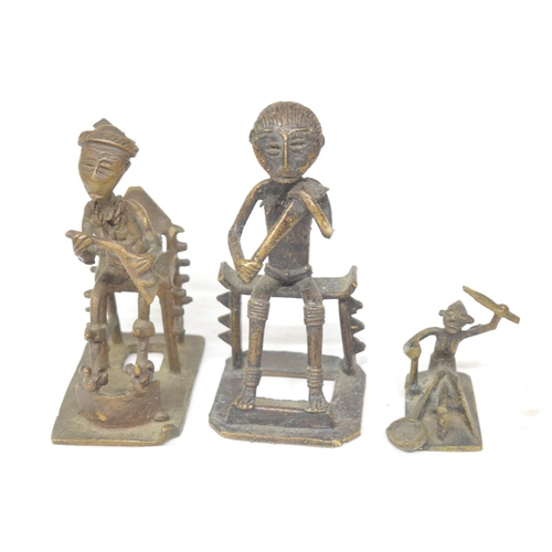 847 - Three African bronze figures. (Victor Brox collection)