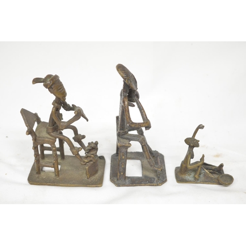 847 - Three African bronze figures. (Victor Brox collection)