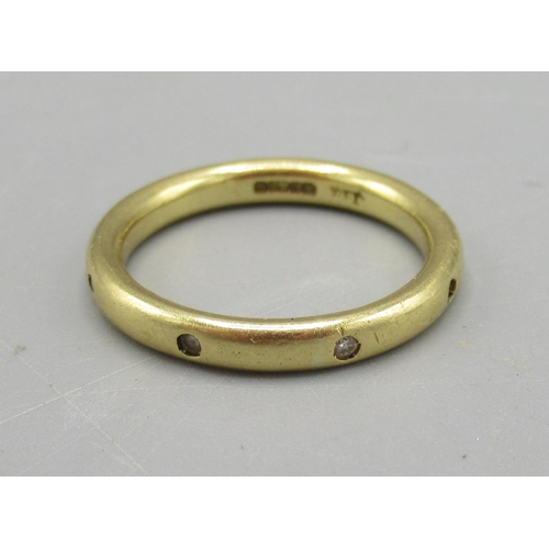 203 - 18ct yellow gold band ring set with diamonds, K1/2, 3.8g