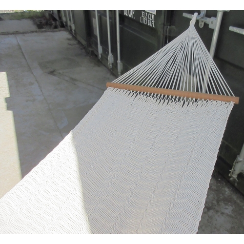 1189 - Shane Lynch collection - White macrame Hammock with wooden slats, handmade in Mexico