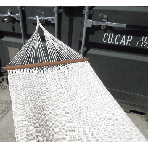 1189 - Shane Lynch collection - White macrame Hammock with wooden slats, handmade in Mexico