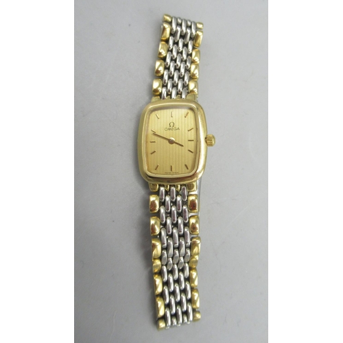 210 - Ladies Omega De Ville gold plated and stainless steel quartz wristwatch