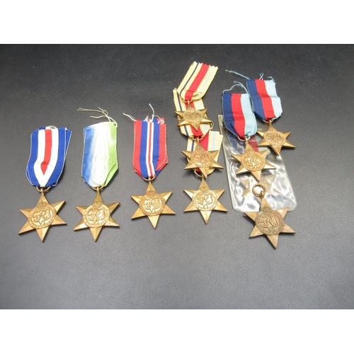 662 - Collection of WWII Stars. The Africa Star (3). 
The 1939-1945 Star (4). The Atlantic Star (2).
The F... 