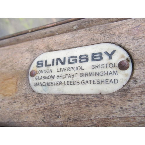 1262 - C20th Slingsby Ltd porters trolley, cast metal wheels with rubber tires, serial no. stamped '920013'... 