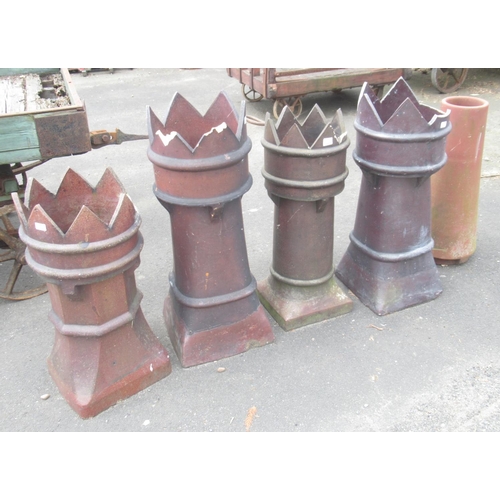 1265 - Five stone glaze/terracotta chimney pots a/f