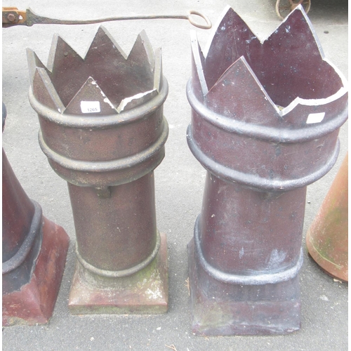 1265 - Five stone glaze/terracotta chimney pots a/f