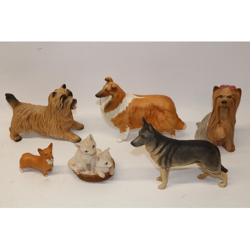 1005 - Collection of Beswick animal figures, comprising Alsatian model 969 'Ulrica of Brittas', Collie mode... 