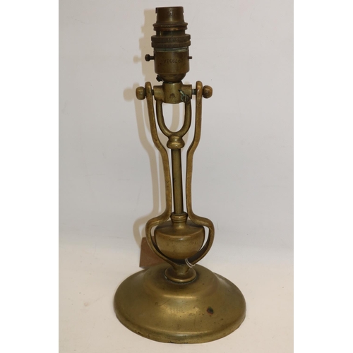 1328 - Julia Bradbury Collection: 20th century brass gimbal lamp construction with weighted base, stamped A... 