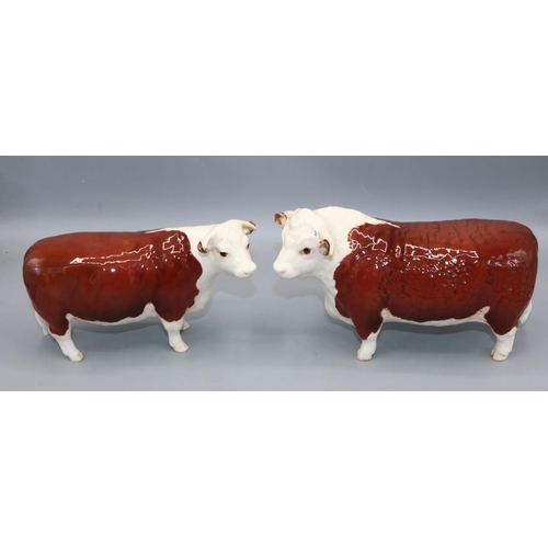 151 - Beswick Hereford bull 'Champion of Champions', model 949, and a Hereford Cow, model 1360 (2)